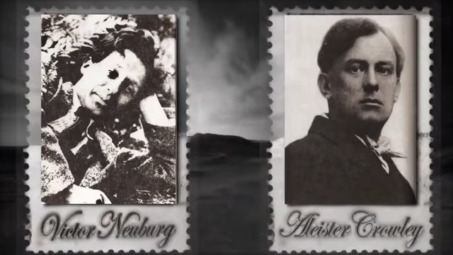Black and white photos identify Victor Neuburg and Aleister Crowley as the two occultists