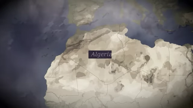 A historical map highlights Algeria as the destination for Crowley and Neuburg's journey