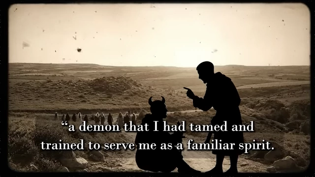 A silhouette illustration shows Crowley pointing at a horned Neuburg in a desert landscape, representing Crowley's description of Neuburg as a "tamed demon"