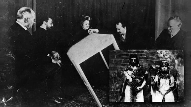 A historical photo shows members of the Golden Dawn engaged in a ritual, underscoring their practical application of Enochian magic