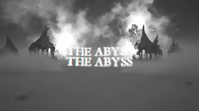 The words "THE ABYSS" are displayed in a distressed font over an ominous, foggy landscape, representing the existential event horizon