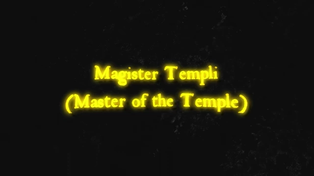 The text "Magister Templi" and its translation "(Master of the Temple)" are displayed in glowing yellow