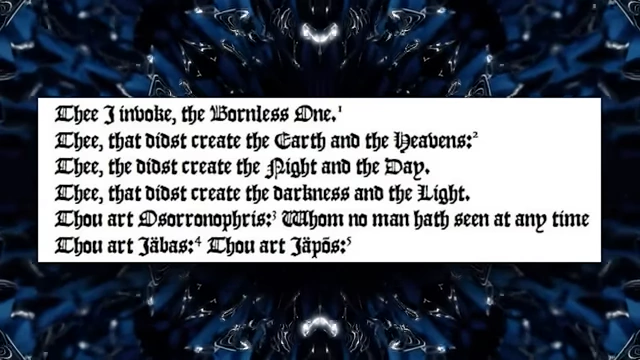 The text of the "Bornless Invocation" is displayed, a powerful chant used to summon spirits