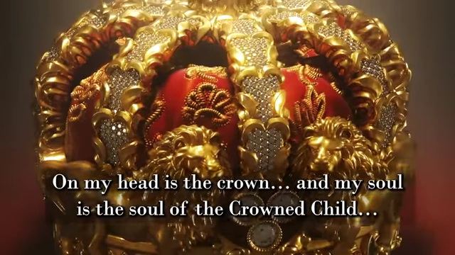 A golden crown adorned with lion heads and jewels is shown with a quote about the "crown" and the "soul of the crowned child"