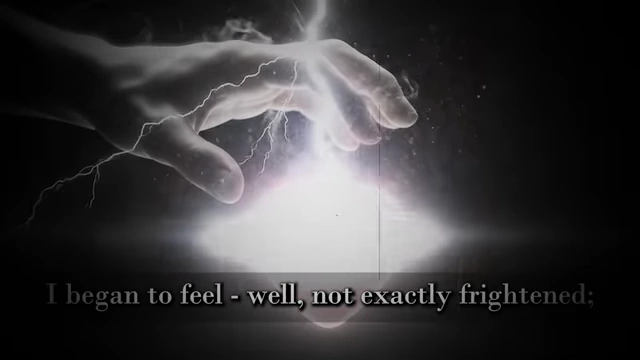 An animation shows a hand clutching a heart with lightning, accompanied by a quote about feeling a "subtle trembling of a maiden before the bridegroom"