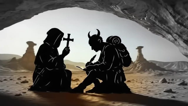 An illustration shows Crowley and Neuburg in a desert cave, representing the setting for the invocation of Aether Oxo