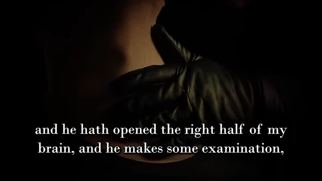 A dark image of hands cupping a head is accompanied by a quote describing an adept examining Crowley's brain and admitting him to the grade of "magister template"