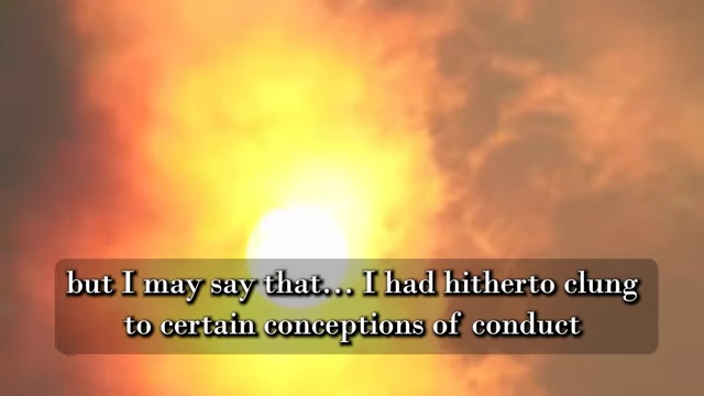A vibrant image of the sun breaking through clouds, accompanied by a quote about the "fire of the all-seeing sun" consuming Crowley's personality
