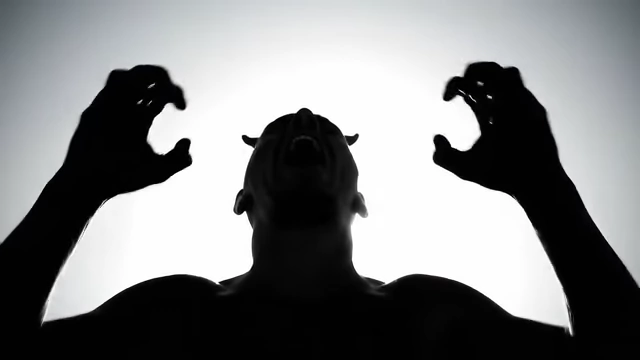 A silhouette of a horned figure screaming with ecstasy, illustrating Neuburg's description of losing his senses to "pure ecstasy"