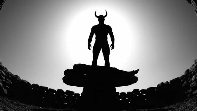 An illustration depicts a horned figure (Pan/Neuburg) standing over a prone figure (Crowley) on an altar, symbolizing the act of sodomy and sacrifice