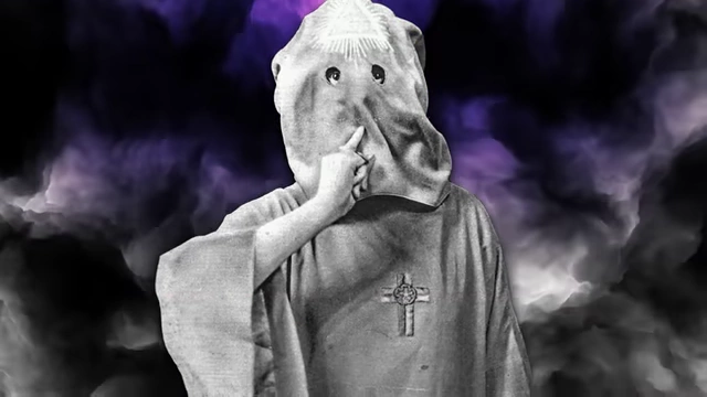 A masked figure with a finger to its lips and a cross symbol, accompanied by text about the "four cardinal virtues" of a magical adept, specifically "to keep silence"