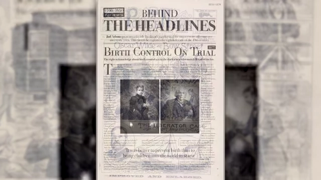 A collage of vintage newspaper clippings mentions Oscar Wilde and Annie Besant, providing context for the public scandal surrounding homosexuality and occultism