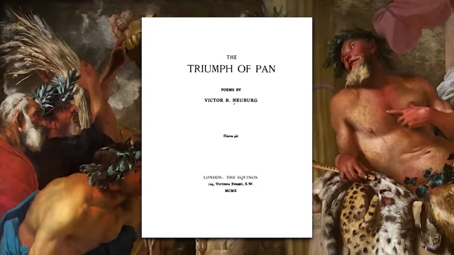 The title page of Victor B. Neuburg's poem, "The Triumph of Pan," is displayed