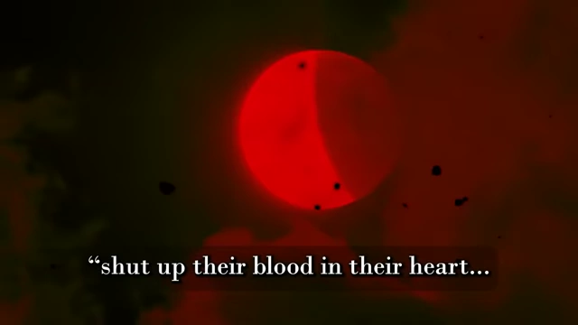 A red moon hangs over a dark, barren landscape, with a quote about adepts trapping themselves in "lonely fortresses" after failing the abyss