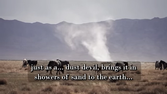 A dust devil swirls in a desert landscape, used as an analogy for the illusory forms in the abyss
