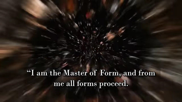 An abstract vortex with text describes Choronzon's babbling, chaotic nature: "I am the master of form, and from me all forms proceed"