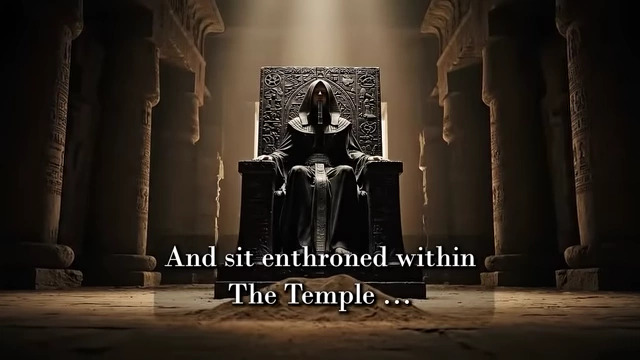 An illustration depicts a robed figure enthroned in a temple, with a quote from Neuburg's poetry: "Here in the dust I lie, a broken shadow"
