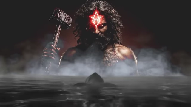 An image depicts a figure with a glowing symbol on their forehead, wielding a hammer, representing Cain bearing the "mark of the beast"