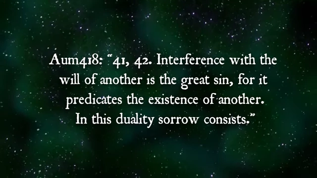 A quote from Liber AL vel Legis, "Interference with the will of another is the great sin," highlights Crowley's ethical violation