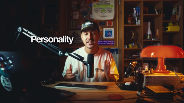 The speaker emphasizing the importance of "Personality" in content creation.
