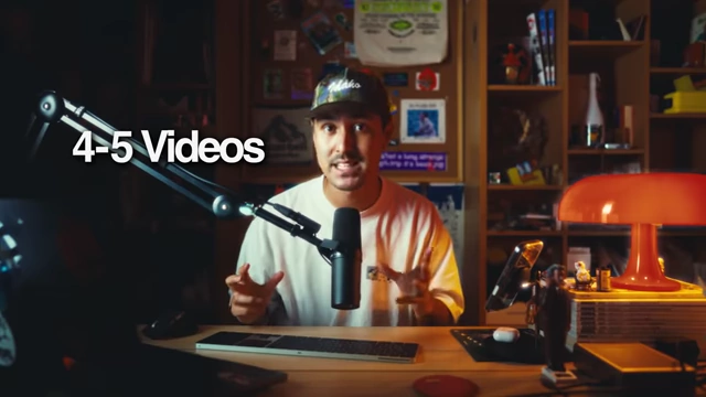 The speaker indicating that one shoot can yield "4-5 Videos".