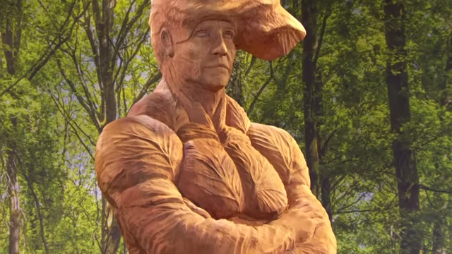 A chainsaw carving of the Cabbage Hunk, commissioned by the show