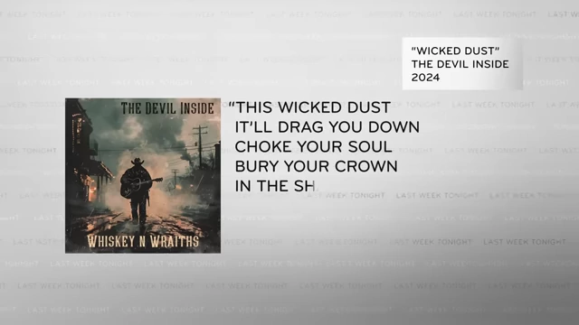 The album cover and lyrics for 'Wicked Dust' by AI band 'The Devil Inside'