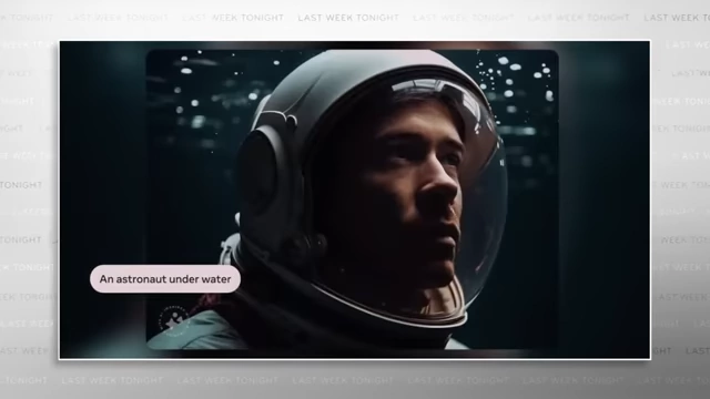 An AI-generated photorealistic image of 'an astronaut under water' created by Meta's Emu tool