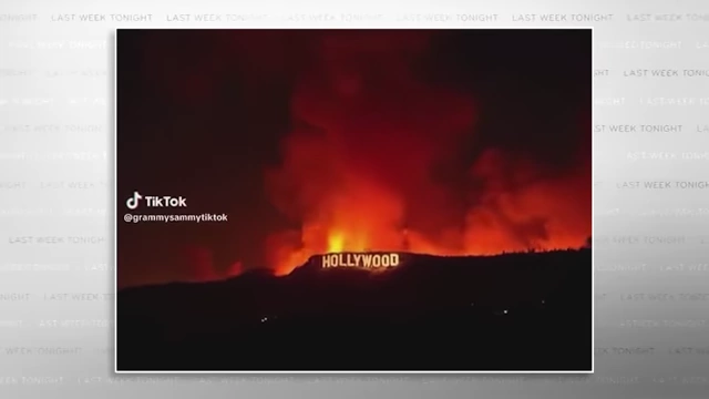 An AI-generated image of the Hollywood sign engulfed in flames during the LA fires