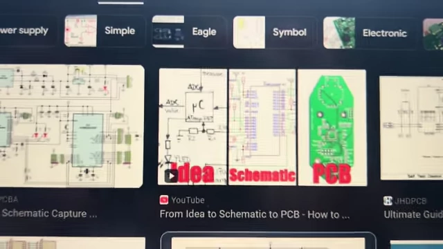 A schematic of a PCB design, illustrating the components and their connections.