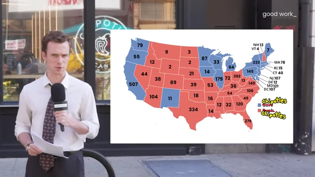 Map showing the number of Chipotle locations across the United States.
