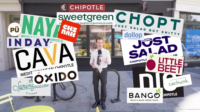 A collage of various fast-casual restaurant logos, highlighting the proliferation of "slop bowl" establishments.