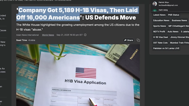 News headline about a company laying off Americans while obtaining H-1B visas