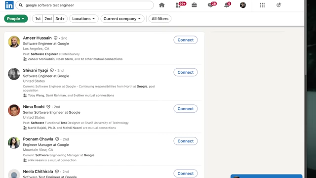 LinkedIn search results for Google software test engineer