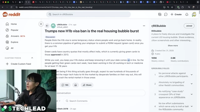 Reddit post about Trump's H-1B visa ban