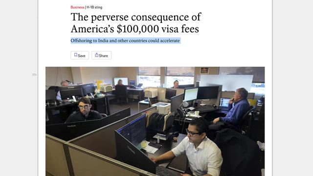 News article on the consequences of high visa fees