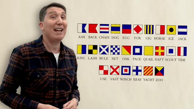 The US Navy's spelling alphabet for flag signals used words like Ash, Back, Chain, Dog.