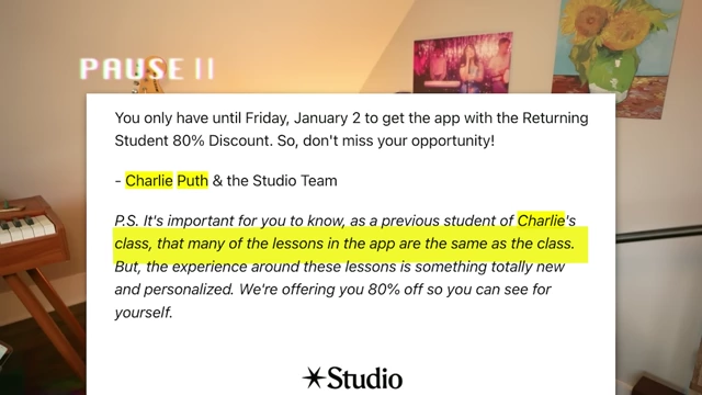 Email confirming "many of the lessons in the app are the same as the class"