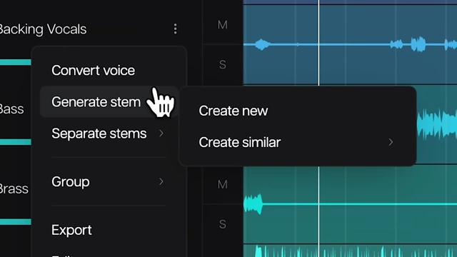 Moises App Interface: Generate Stem