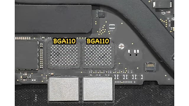 BGA110 NAND landing pads on MacBook logic board