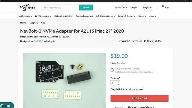 NevBolt-3 NVMe adapter for A2115 iMac 27" 2020