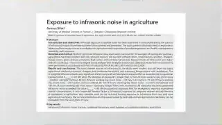 A screenshot showing research papers about infrasonic noise and its health effects.