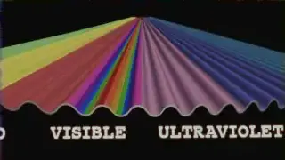 A diagram illustrating the electromagnetic spectrum, differentiating visible light from ultraviolet.