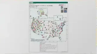 A map of the United States displaying numerous seismograph stations across different states.