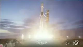 A SpaceX rocket launching, surrounded by bright exhaust fumes and smoke.