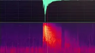 A spectrogram showing a sudden, intense burst of low-frequency sound, recorded 3 miles from a SpaceX launch site.