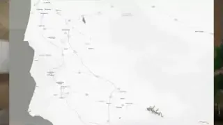 A map of California showing towns and highways, with annotations for distances from the SpaceX launch.