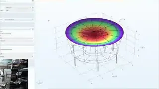A 3D simulation of a circular diaphragm vibrating in various modal shapes, indicating pressure distribution.