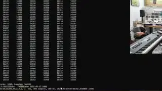 A screen displaying raw numerical data from a seismograph, illustrating the detailed sensor readings.