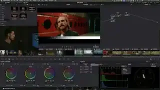 DaVinci Resolve interface showing a grayscale ramp and waveform for contrast adjustment